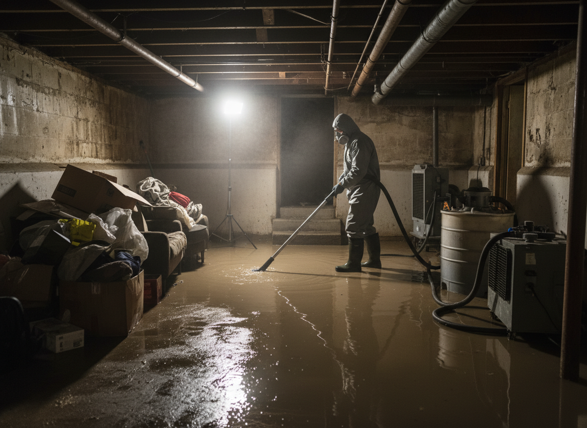 Basement flood cleanup in Whitewater